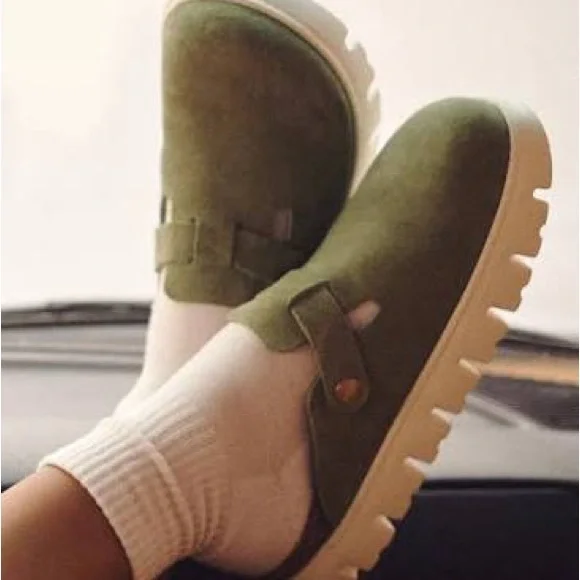 Birkenstock Boston Chunky Clogs in Green Tea (Papillio) - Picture 2 of 12